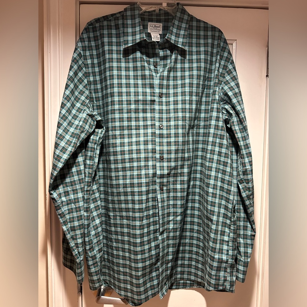 L.L. Bean Checked Traditional Fit Button Down Shirt